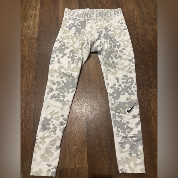 Nike Pro Athletic Performance White Camo Running Pants Men’s Size XL - Picture 2 of 11